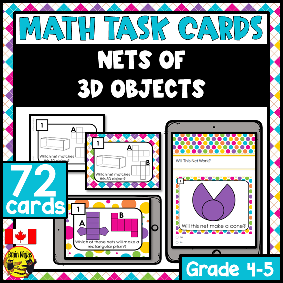 Nets of 3D Objects Math Task Cards | Paper and Digital | Grade 3 Grade 4 Grade 5