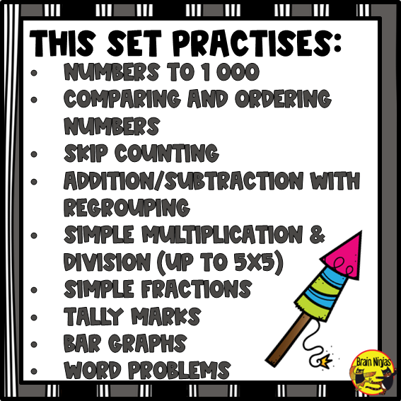 New Years Math Worksheets | Numbers to 1000 | Paper