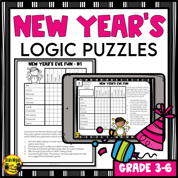 New Years Logic Puzzles | Paper and Digital