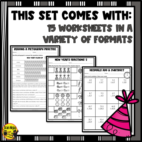 New Years Math Worksheets | Numbers to 10 000 | Paper
