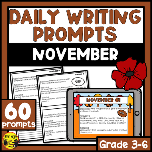 November Monthly Writing Prompts | Paper and Digital