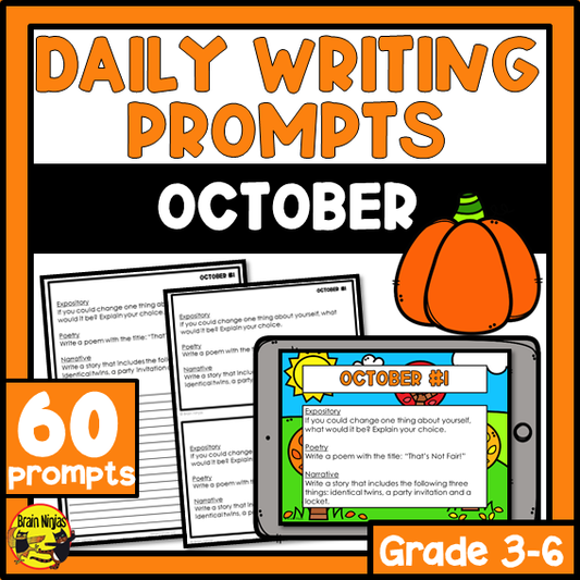 October Monthly Writing Prompts | Paper and Digital