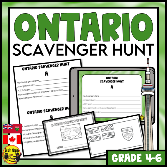 Ontario Geography Scavenger Hunt | Paper and Digital