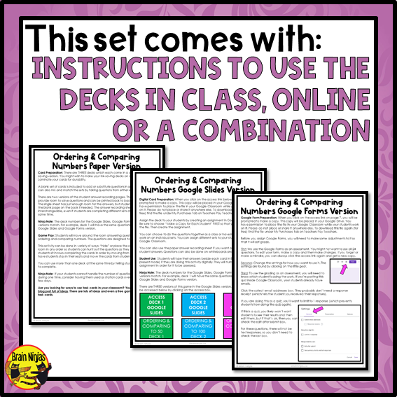 Ordering and Comparing Numbers to 1 000 Math Task Cards | Paper and Digital | Grade 3