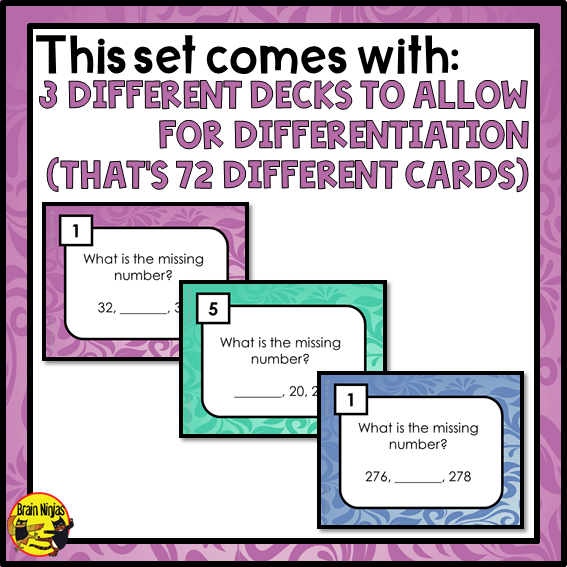 Ordering and Comparing Numbers to 1 000 Math Task Cards | Paper and Digital | Grade 3