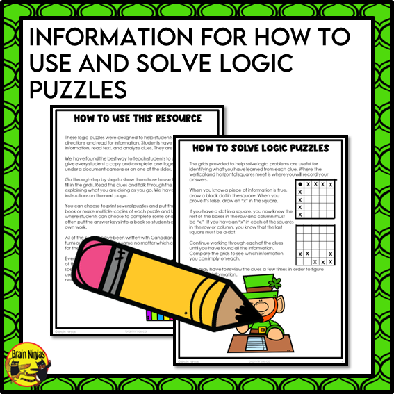 St Patricks Day Logic Puzzles | Paper and Digital