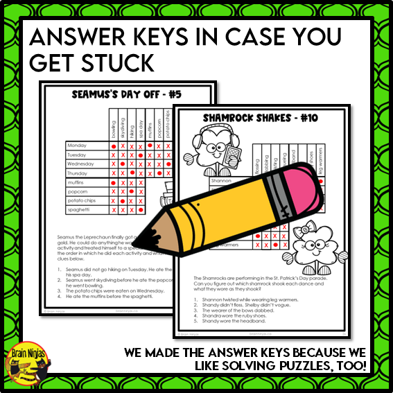 St Patricks Day Logic Puzzles | Paper and Digital
