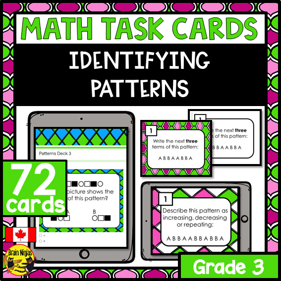 Patterns Math Task Cards | Paper and Digital | Grade 3