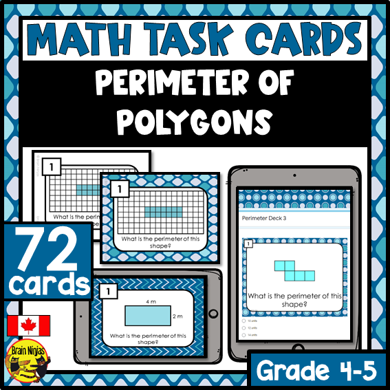 Perimeter Math Task Cards | Paper and Digital | Grade 4 Grade 5