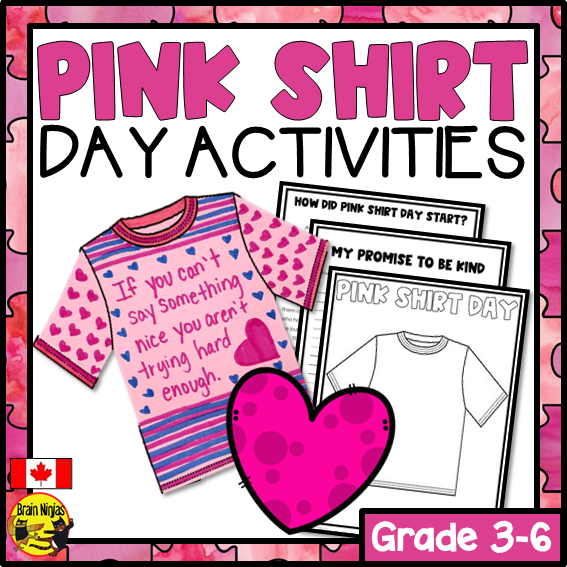 Pink Shirt Day | Health and Wellness Activity | Paper | Grade 4 Grade 5 Grade 6