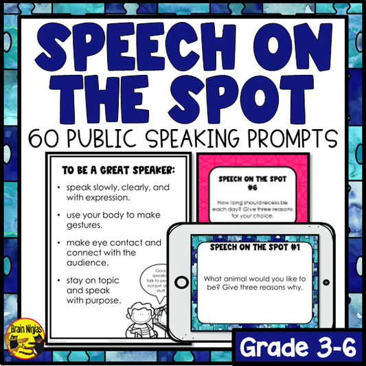 Public Speaking Prompts | Speech on the Spot | Paper and Digital
