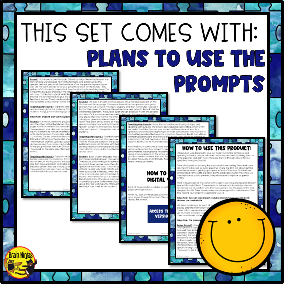 Speaking Promts Example Public Speaking Prompts | Speech on the Spot | Paper and Digital ...