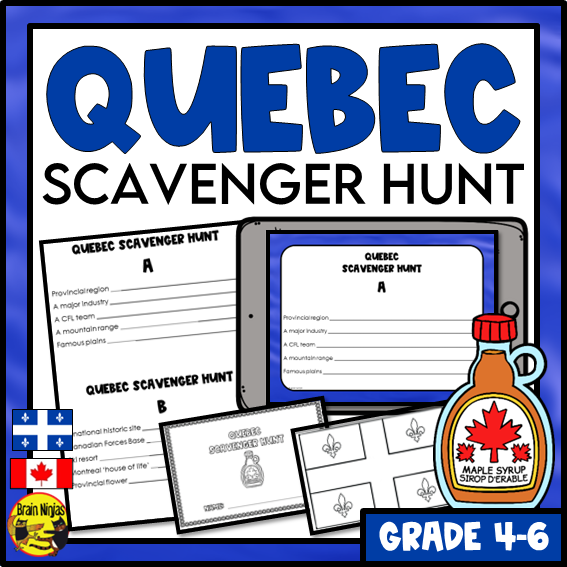 Quebec Geography Scavenger Hunt | Paper and Digital