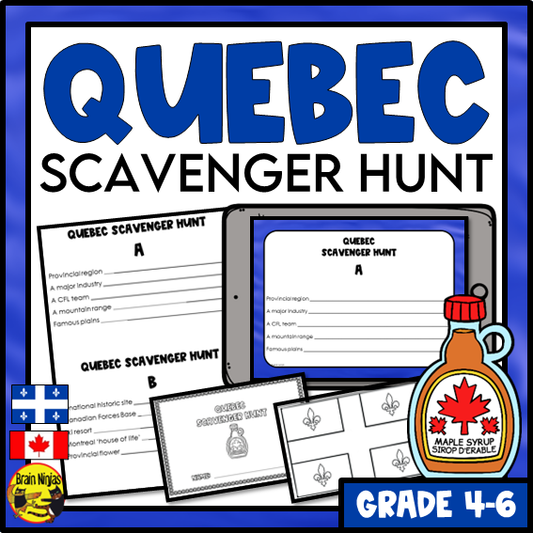 Quebec Geography Scavenger Hunt | Paper and Digital