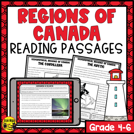 Canada Regions Reading Passages | Paper and Digital