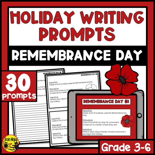 Remembrance Day Writing Prompts | Paper and Digital