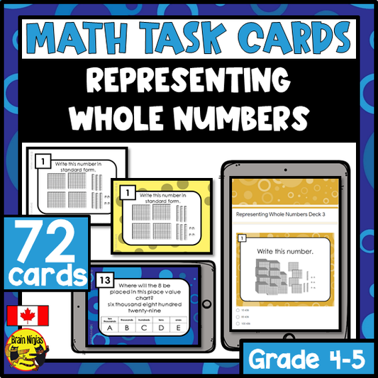 Representing Numbers Math Task Cards | Paper and Digital | Grade 4 Grade 5