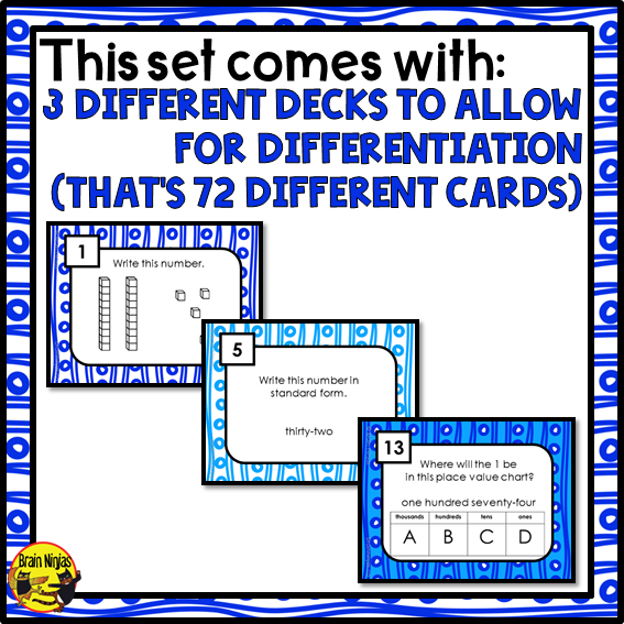 Representing Whole Numbers to 1 000 Math Task Cards | Paper and Digital | Grade 3