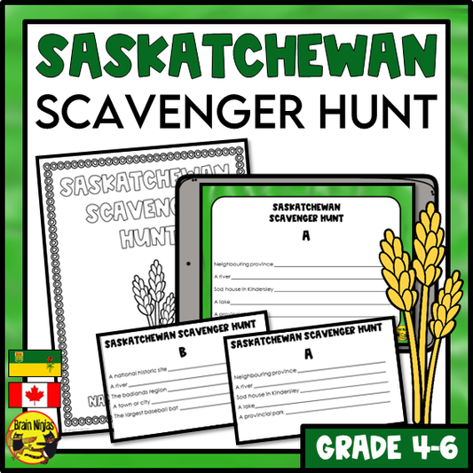 Saskatchewan Geography Scavenger Hunt | Paper and Digital