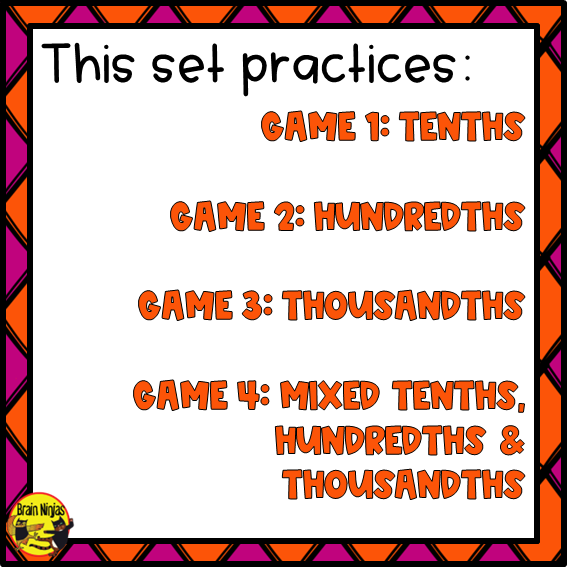 Saying Decimals Game | Up To Thousandths | Paper