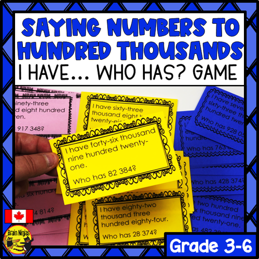 Saying Numbers Game | Up To Hundred Thousands | Paper