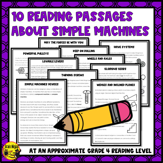 Simple Machines Reading Passages | Paper and Digital
