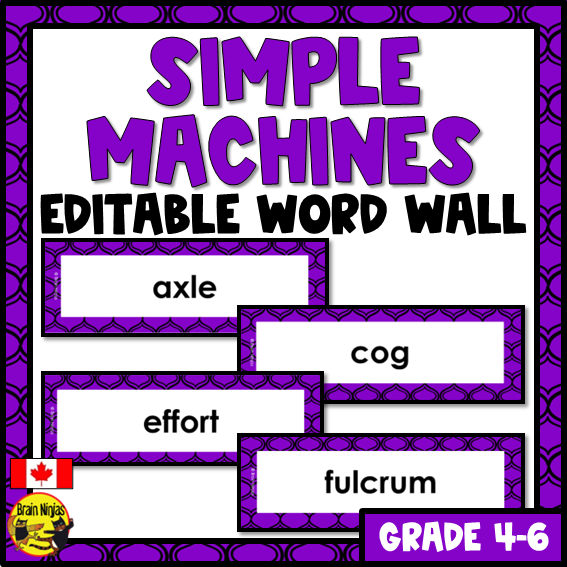 Simple Machines Vocabulary | Editable Word Wall | Paper