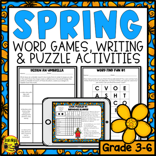 Spring Activities | Word Games | Puzzles | Writing Prompts | Paper and Digital