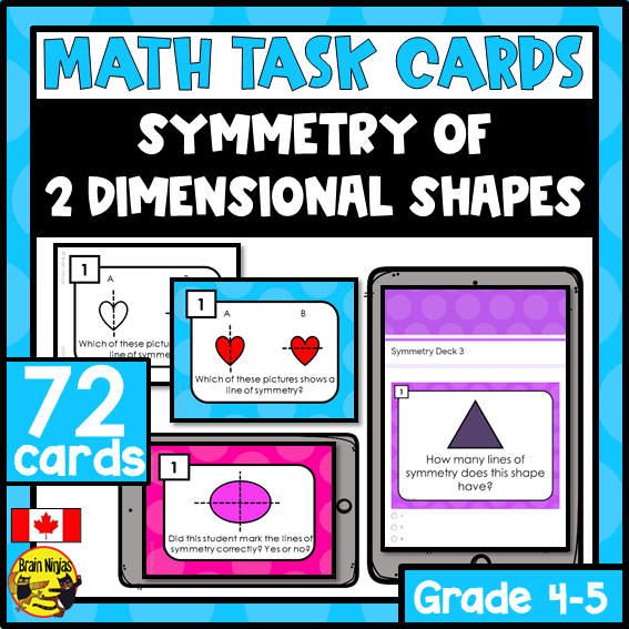 Symmetry Math Task Cards | Paper and Digital | Grade 4 Grade 5
