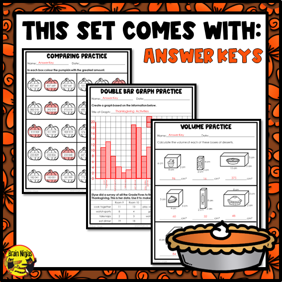 Thanksgiving Math Worksheets | Numbers to 1 000 000 | Paper | Grade 5