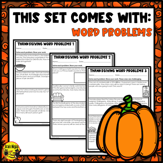 Thanksgiving Math Worksheets | Numbers to 1000 | Paper | Grade 3