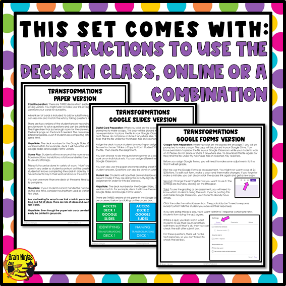 Transformations Math Task Cards | Paper and Digital | Grade 5 Grade 6
