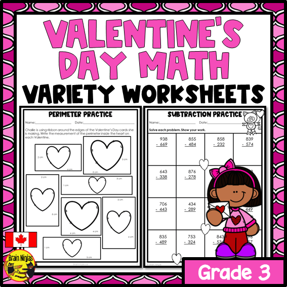 Valentine's Day Math Worksheets | Numbers to 1000 | Paper