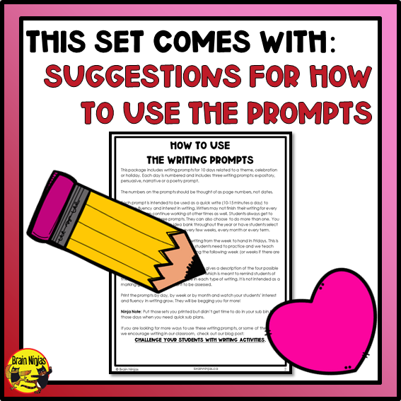 Valentine's Day Writing Prompts | Paper and Digital