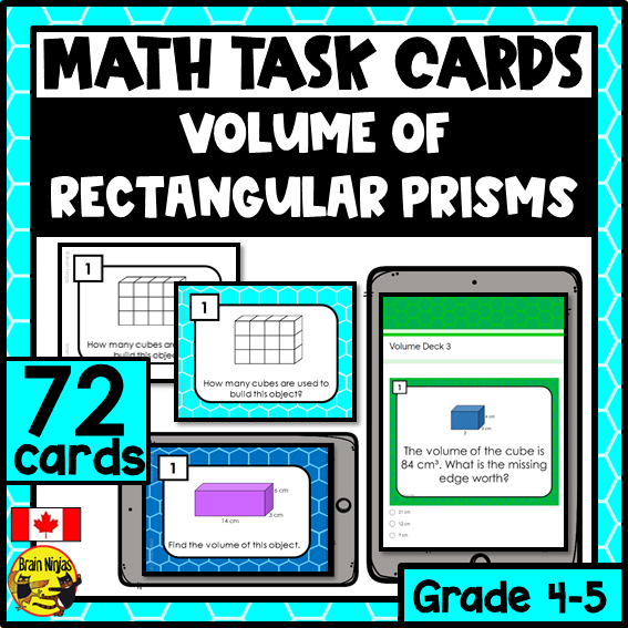 Volume of Rectangular Prisms Math Task Cards | Paper and Digital | Grade 5 Grade 6
