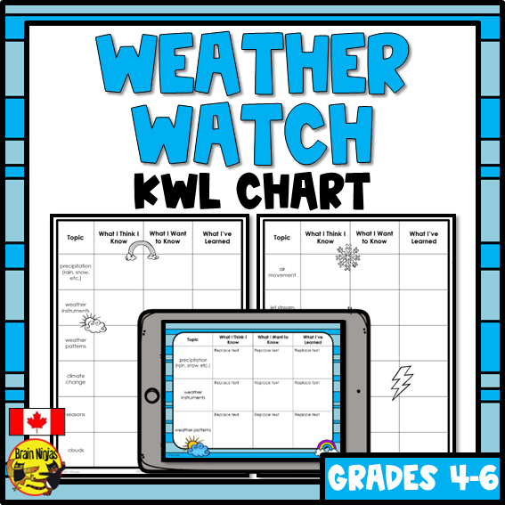 Free Weather KWL Chart | Paper and Digital
