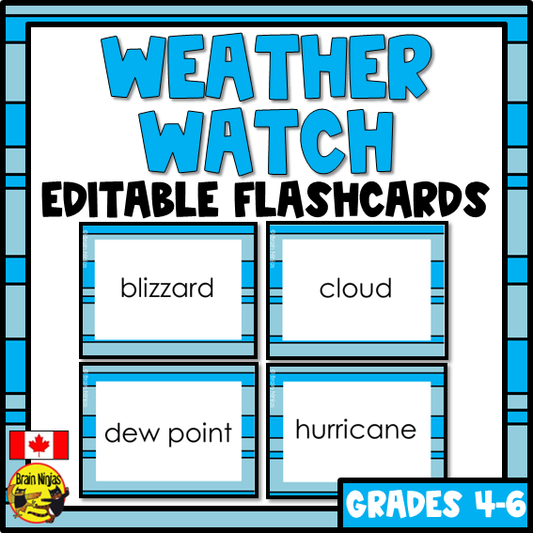 Weather Vocabulary | Editable Flashcards | Paper