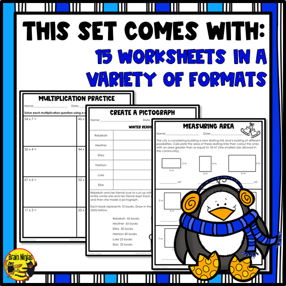 Winter Math Worksheets | Numbers to 10 000 | Paper