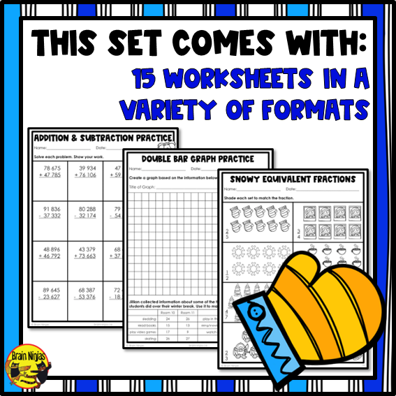 Winter Math Worksheets | Numbers to 1 000 000 | Paper