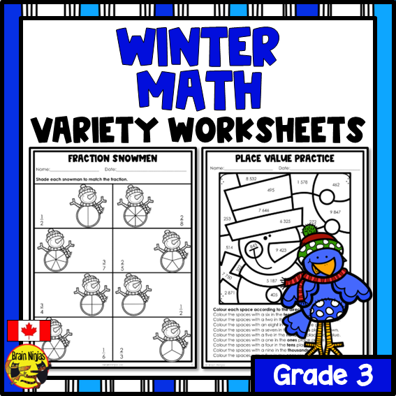 Winter Math Worksheets | Numbers to 1000 | Paper