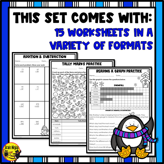 Winter Math Worksheets | Numbers to 1000 | Paper